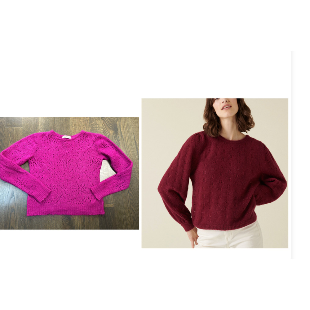 Maison Montagut Mohair fancy stitch jumper - Camelia in Berry Viva Magenta~ M‎
